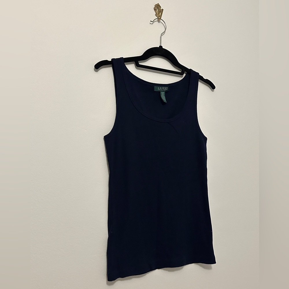 Ralph Lauren Navy Fitted Sleeveless Tank Top Size Small